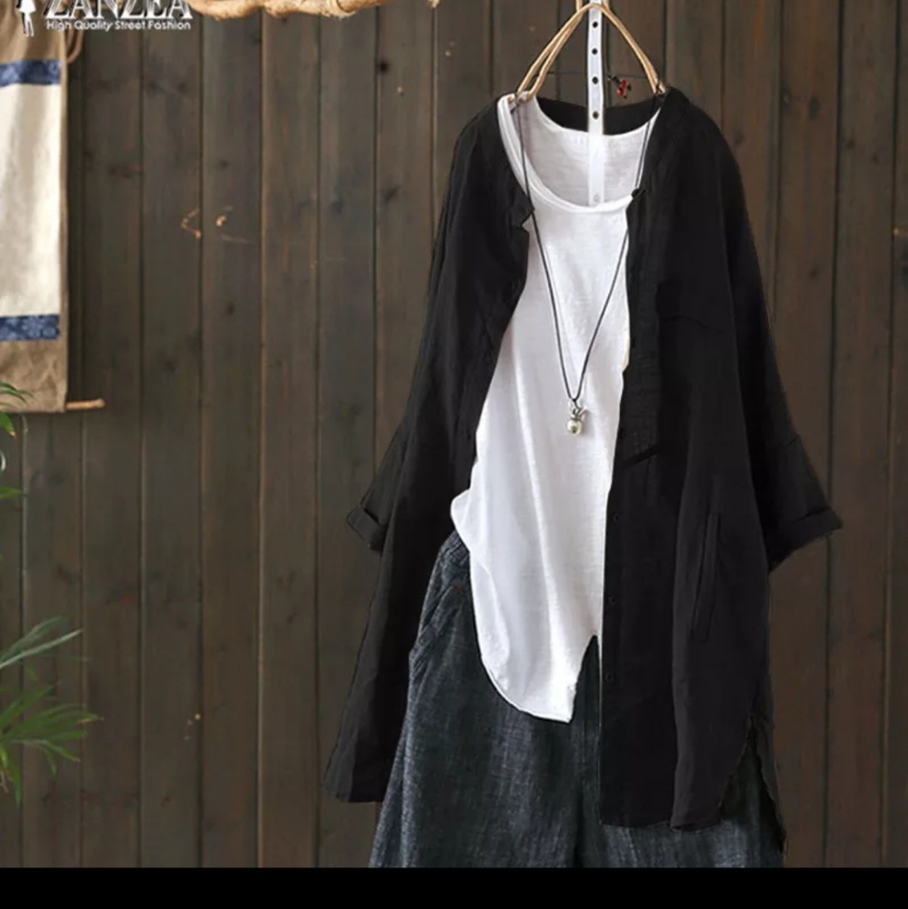 Zanzea Black Button Down Shirts